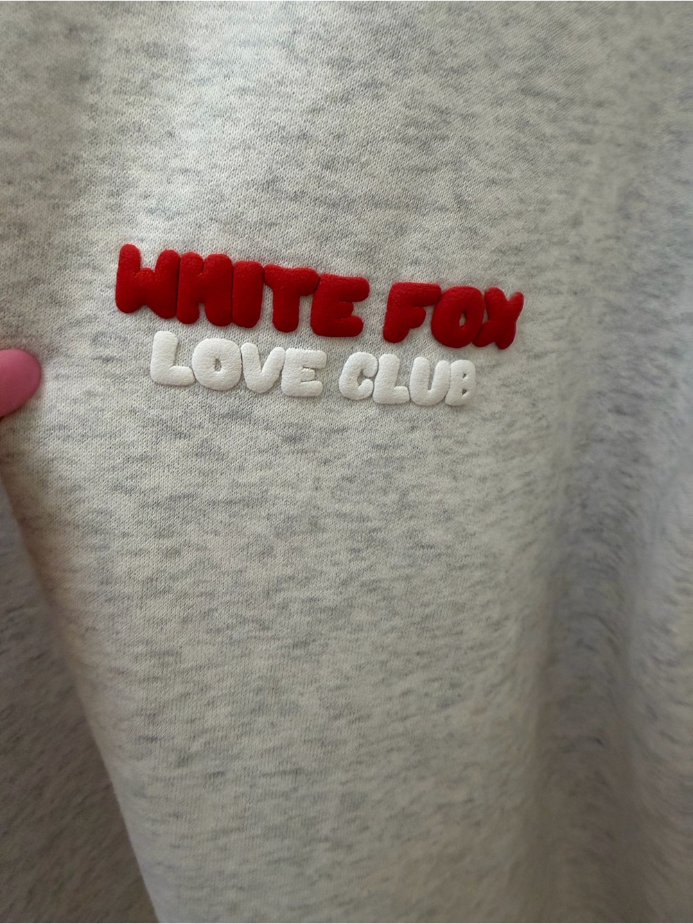 White Fox Light Gray Crewneck Sweatshirt with Red Logo - Picture 2 of 4